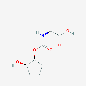 molecular formula C12H21NO5 B13153454 (2S)-2-[[[[(1R,2R)-2-Hydroxycyclopentyl]oxy]carbonyl]amino]-3,3-dimethylbutyric acid 