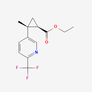 molecular formula C13H14F3NO2 B13153526 ethyl (1R,2R)-2-methyl-2-[6-(trifluoromethyl)pyridin-3-yl]cyclopropane-1-carboxylate 