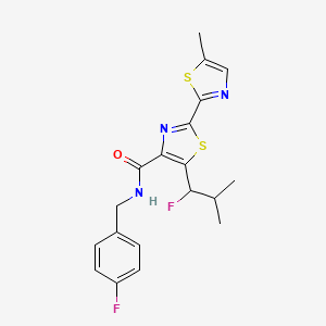 molecular formula C19H19F2N3OS2 B13153561 5-(1-Fluoro-2-methylpropyl)-N-(4-fluorobenzyl)-5'-methyl-[2,2'-bithiazole]-4-carboxamide 