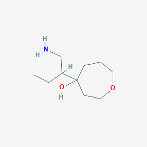 molecular formula C10H21NO2 B13153568 4-(1-Aminobutan-2-YL)oxepan-4-OL 