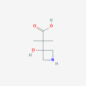 molecular formula C7H13NO3 B13153598 2-(3-Hydroxyazetidin-3-yl)-2-methylpropanoic acid 