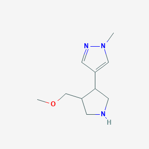 molecular formula C10H17N3O B13153617 4-[4-(Methoxymethyl)pyrrolidin-3-yl]-1-methyl-1H-pyrazole 