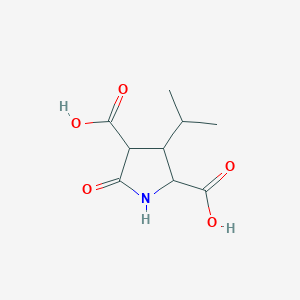 molecular formula C9H13NO5 B13153700 5-Oxo-3-(propan-2-yl)pyrrolidine-2,4-dicarboxylic acid CAS No. 13672-05-4