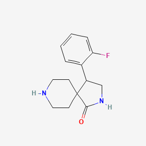 molecular formula C14H17FN2O B13153812 4-(2-Fluorophenyl)-2,8-diazaspiro[4.5]decan-1-one 