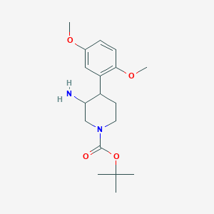 molecular formula C18H28N2O4 B13153844 Tert-butyl 3-amino-4-(2,5-dimethoxyphenyl)piperidine-1-carboxylate CAS No. 1354953-41-5