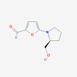 molecular formula C10H13NO3 B13153851 5-[(2S)-2-(Hydroxymethyl)pyrrolidin-1-YL]furan-2-carbaldehyde 