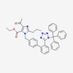 molecular formula C44H40N6O3 B13153892 Ethyl 4-acetyl-2-propyl-1-((2'-(1-trityl-1H-tetrazol-5-yl)-[1,1'-biphenyl]-4-yl)methyl)-1H-imidazole-5-carboxylate CAS No. 2101308-74-9