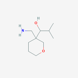 molecular formula C10H21NO2 B13153922 1-[3-(Aminomethyl)oxan-3-yl]-2-methylpropan-1-ol 