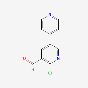 molecular formula C11H7ClN2O B13153930 6-Chloro-[3,4'-bipyridine]-5-carbaldehyde 