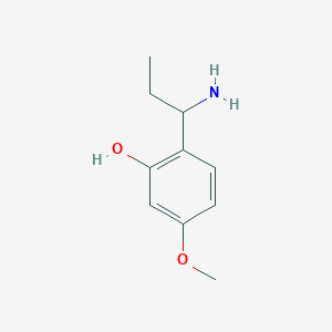 molecular formula C10H15NO2 B13153987 2-(1-Aminopropyl)-5-methoxyphenol 