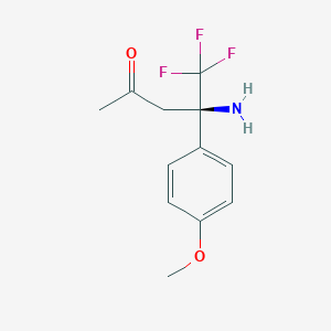 molecular formula C12H14F3NO2 B13154065 (4R)-4-amino-5,5,5-trifluoro-4-(4-methoxyphenyl)pentan-2-one 