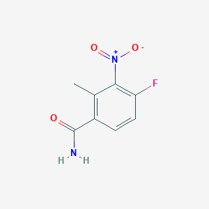 molecular formula C8H7FN2O3 B13154242 4-Fluoro-2-methyl-3-nitrobenzamide 