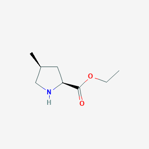 molecular formula C8H15NO2 B13154244 L-Proline, 4-methyl-, ethyl ester, cis- CAS No. 745769-71-5