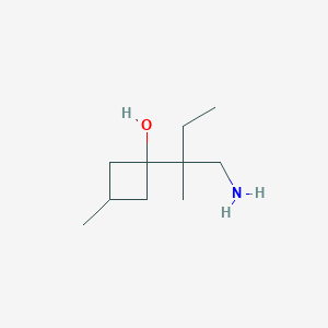 molecular formula C10H21NO B13154284 1-(1-Amino-2-methylbutan-2-yl)-3-methylcyclobutan-1-ol 