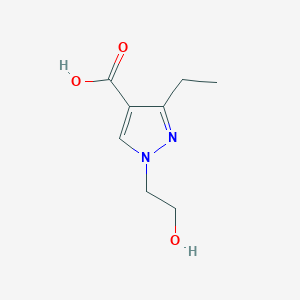 molecular formula C8H12N2O3 B13154417 3-ethyl-1-(2-hydroxyethyl)-1H-pyrazole-4-carboxylic acid 