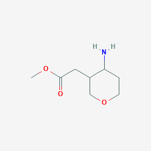 molecular formula C8H15NO3 B13154424 Methyl 2-(4-aminooxan-3-yl)acetate 