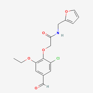 molecular formula C16H16ClNO5 B13154460 2-(2-chloro-6-ethoxy-4-formylphenoxy)-N-(2-furylmethyl)acetamide 