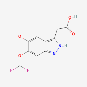 molecular formula C11H10F2N2O4 B13154627 2-[6-(difluoromethoxy)-5-methoxy-1H-indazol-3-yl]acetic acid 