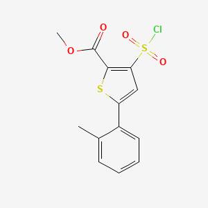 molecular formula C13H11ClO4S2 B13154671 Methyl 3-(chlorosulfonyl)-5-(2-methylphenyl)thiophene-2-carboxylate 