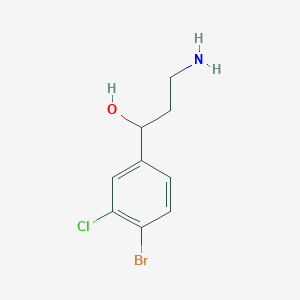 molecular formula C9H11BrClNO B13154688 3-Amino-1-(4-bromo-3-chlorophenyl)propan-1-ol 