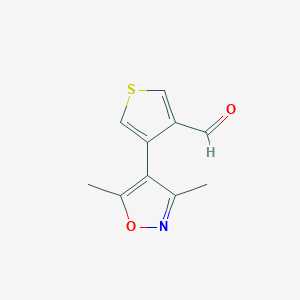 molecular formula C10H9NO2S B13154770 4-(Dimethyl-1,2-oxazol-4-yl)thiophene-3-carbaldehyde 