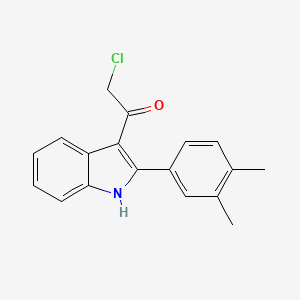 molecular formula C18H16ClNO B13154860 2-chloro-1-[2-(3,4-dimethylphenyl)-1H-indol-3-yl]ethanone 