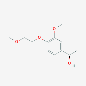 molecular formula C12H18O4 B13154884 (1S)-1-[3-methoxy-4-(2-methoxyethoxy)phenyl]ethan-1-ol CAS No. 1305711-87-8