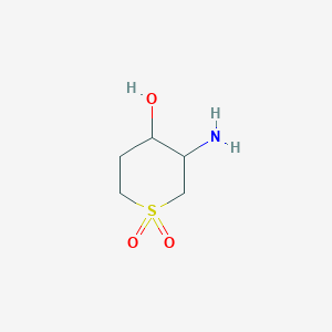 molecular formula C5H11NO3S B13154993 3-Amino-4-hydroxy-1lambda6-thiane-1,1-dione 