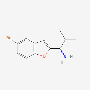 molecular formula C12H14BrNO B13155119 (1S)-1-(5-Bromo-1-benzofuran-2-YL)-2-methylpropan-1-amine 