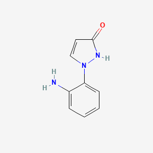 molecular formula C9H9N3O B13155130 1-(2-Aminophenyl)-2,3-dihydro-1H-pyrazol-3-one 