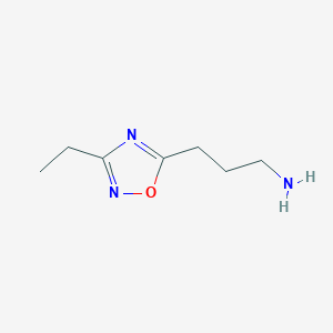 molecular formula C7H13N3O B13155204 3-(3-Ethyl-1,2,4-oxadiazol-5-YL)propan-1-amine 