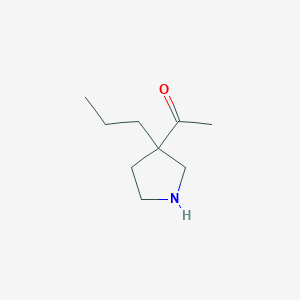 molecular formula C9H17NO B13155368 1-(3-Propylpyrrolidin-3-yl)ethan-1-one 