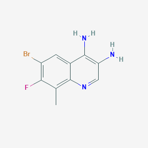 molecular formula C10H9BrFN3 B13155387 6-Bromo-7-fluoro-8-methylquinoline-3,4-diamine 