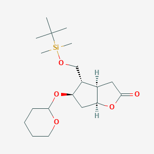 molecular formula C19H34O5Si B131554 （3aR,4S,5R,6aS）-4-(((叔丁基二甲基甲硅烷基)氧基)甲基)-5-((四氢-2H-吡喃-2-基)氧基)六氢-2H-环戊[b]呋喃-2-酮 CAS No. 65025-95-8