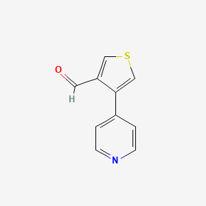 molecular formula C10H7NOS B13155520 4-(Pyridin-4-yl)thiophene-3-carbaldehyde 