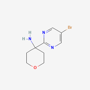 molecular formula C9H12BrN3O B13155552 4-(5-Bromopyrimidin-2-yl)oxan-4-amine 