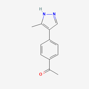 molecular formula C12H12N2O B13155602 1-[4-(5-Methyl-1H-pyrazol-4-yl)phenyl]ethan-1-one 