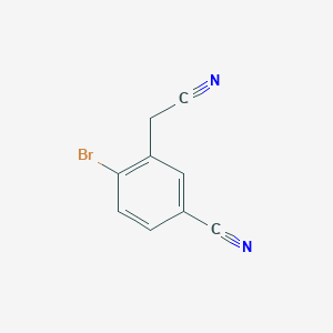 molecular formula C9H5BrN2 B13155664 4-Bromo-3-(cyanomethyl)benzonitrile 