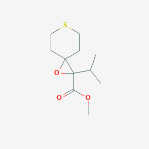 molecular formula C11H18O3S B13155671 Methyl 2-(propan-2-YL)-1-oxa-6-thiaspiro[2.5]octane-2-carboxylate 