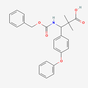 molecular formula C25H25NO5 B13155715 3-{[(Benzyloxy)carbonyl]amino}-2,2-dimethyl-3-(4-phenoxyphenyl)propanoic acid 