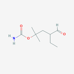 molecular formula C9H17NO3 B13155747 4-Formyl-2-methylhexan-2-yl carbamate 