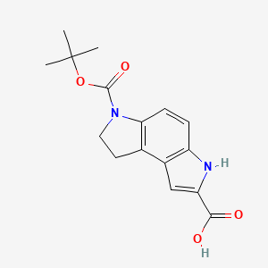 molecular formula C16H18N2O4 B1315578 6-(叔丁氧羰基)-3,6,7,8-四氢吡咯并[3,2-e]吲哚-2-甲酸 CAS No. 107474-67-9