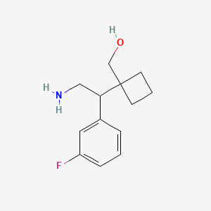 molecular formula C13H18FNO B13155822 {1-[2-Amino-1-(3-fluorophenyl)ethyl]cyclobutyl}methanol 