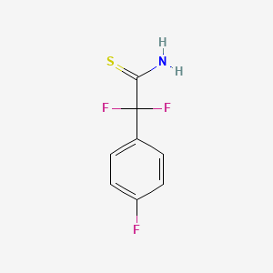 molecular formula C8H6F3NS B13155849 2,2-Difluoro-2-(4-fluorophenyl)ethanethioamide 