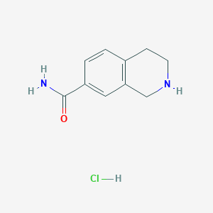 molecular formula C10H13ClN2O B13155903 1,2,3,4-Tetrahydroisoquinoline-7-carboxamidehydrochloride 