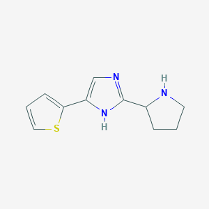 molecular formula C11H13N3S B13156068 2-(Pyrrolidin-2-yl)-4-(thiophen-2-yl)-1H-imidazole 