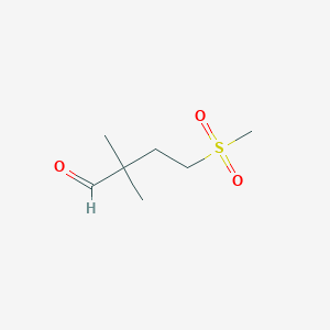 molecular formula C7H14O3S B13156104 4-Methanesulfonyl-2,2-dimethylbutanal 