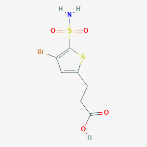 molecular formula C7H8BrNO4S2 B13156124 3-(4-Bromo-5-sulfamoylthiophen-2-yl)propanoic acid 