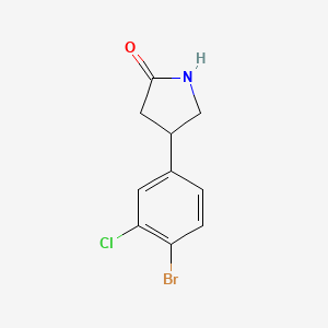 molecular formula C10H9BrClNO B13156126 4-(4-Bromo-3-chlorophenyl)pyrrolidin-2-one 