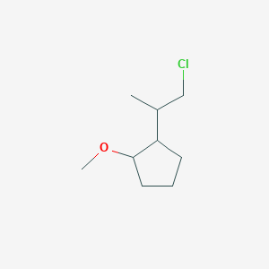 molecular formula C9H17ClO B13156184 1-(1-Chloropropan-2-yl)-2-methoxycyclopentane 